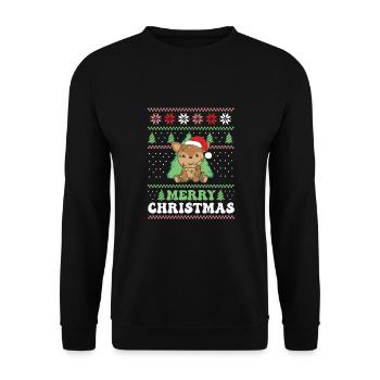 Joyeux Noël rétro moche cerf de Noël - Sweat-shirt Unisexe - noir - Devant - Alina (178cm) & Michal (187cm)