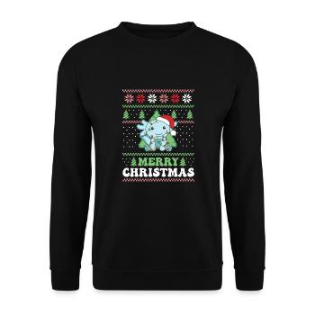 Joyeux Noël rétro moche Noël Axolotl - Sweat-shirt Unisexe - noir - Devant - Alina (178cm) & Michal (187cm)