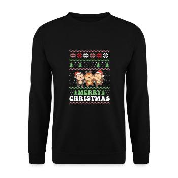 Joyeux Noël rétro moche singes de Noël - Sweat-shirt Unisexe - noir - Devant - Alina (178cm) & Michal (187cm)