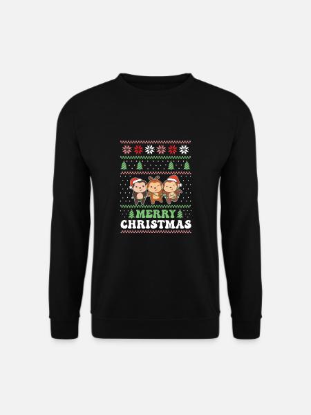 Merry Christmas retro ugly christmas affen - Unisex Pullover - Schwarz