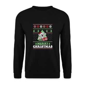 Joyeux Noël rétro moche Noël Koala - Sweat-shirt Unisexe - noir - Devant - Alina (178cm) & Michal (187cm)