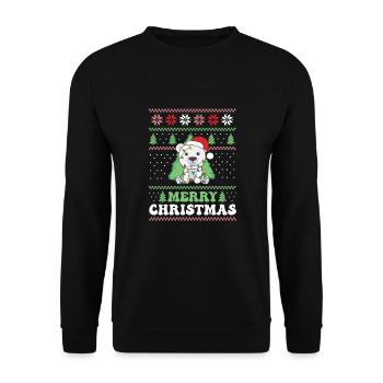 Merry Christmas retro ugly christmas polar bear - Unisex Sweatshirt - black - Front - Alina (178cm) & Michal (187cm)