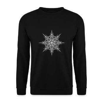Blumen Mandala - Unisex Pullover - Schwarz - Vorne - Alina (178cm) & Michal (187cm)