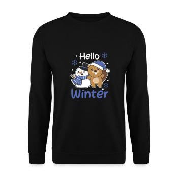 Beaver Hello Winter snowman snow - Unisex Sweatshirt - black - Front - Alina (178cm) & Michal (187cm)