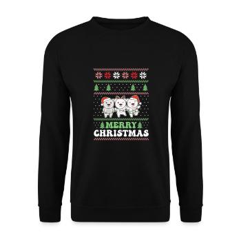 Merry Christmas retro ugly christmas polar bear - Unisex Sweatshirt - black - Front - Alina (178cm) & Michal (187cm)
