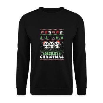 Merry Christmas retro ugly christmas Panda - Unisex Sweatshirt - black - Front - Alina (178cm) & Michal (187cm)