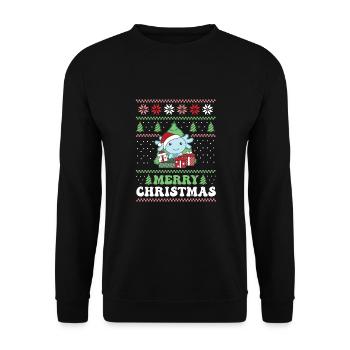 Joyeux Noël rétro moche Noël Axolotl - Sweat-shirt Unisexe - noir - Devant - Alina (178cm) & Michal (187cm)