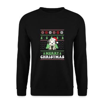 Merry Christmas retro ugly christmas Dalmatians - Unisex Sweatshirt - black - Front - Alina (178cm) & Michal (187cm)