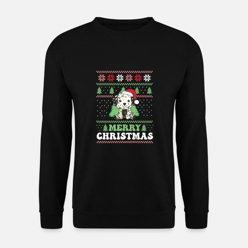 Merry Christmas retro ugly christmas Dalmatiner - Unisex Pullover - Schwarz