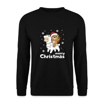 Beaver Lama Alpaca Christmas Winter Animals - Unisex Sweatshirt - black - Front - Alina (178cm) & Michal (187cm)