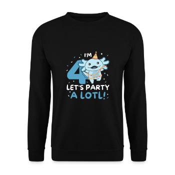 4. Geburtstag Axolotl vier Jahre alt süß Axolotls - Unisex Pullover - Schwarz - Vorne - Alina (178cm) & Michal (187cm)