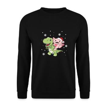 Axolotl Trex Christmas Snow Winter Animals - Unisex Sweatshirt - black - Front - Alina (178cm) & Michal (187cm)
