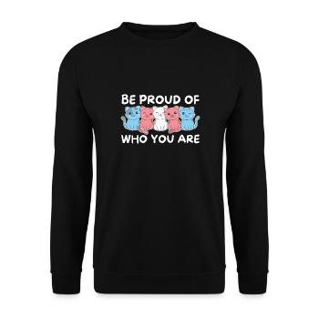 Trans Flag Gay Pride LGBTQ Katze - Unisex Pullover - Schwarz - Vorne - Alina (178cm) & Michal (187cm)