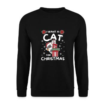 I want a cat for Christmas cute cats - Unisex Sweatshirt - black - Front - Alina (178cm) & Michal (187cm)
