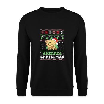 Joyeux Noël rétro moche Noël Axolotl - Sweat-shirt Unisexe - noir - Devant - Alina (178cm) & Michal (187cm)