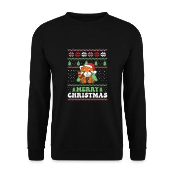 Joyeux Noël rétro moche Noël Panda roux - Sweat-shirt Unisexe - noir - Devant - Alina (178cm) & Michal (187cm)
