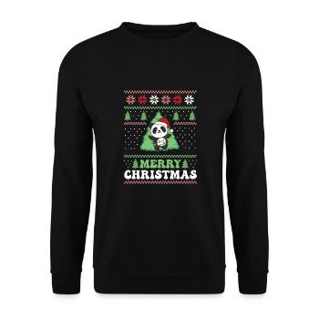 Merry Christmas retro ugly christmas Panda - Unisex Sweatshirt - black - Front - Alina (178cm) & Michal (187cm)