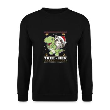 Joyeux Noël moche raton laveur Arbre Rex - Sweat-shirt Unisexe - noir - Devant - Alina (178cm) & Michal (187cm)