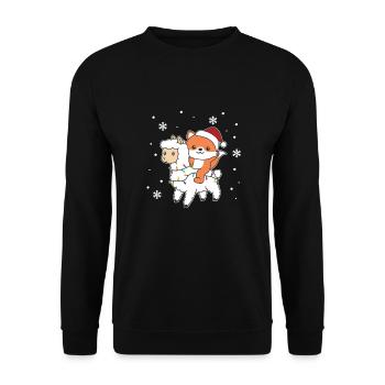 Fox Llama Alpaca Christmas Winter Animals - Unisex Sweatshirt - black - Front - Alina (178cm) & Michal (187cm)