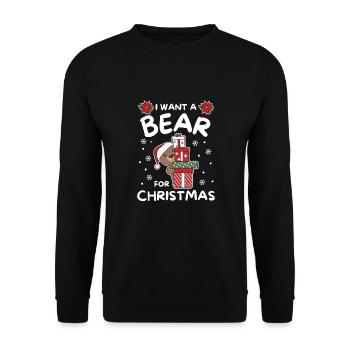 I want a bear for Christmas cute bears - Unisex Sweatshirt - black - Front - Alina (178cm) & Michal (187cm)