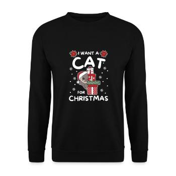 Ich will ein Siamesen Katze zu Weihnachten - Unisex Pullover - Schwarz - Vorne - Alina (178cm) & Michal (187cm)