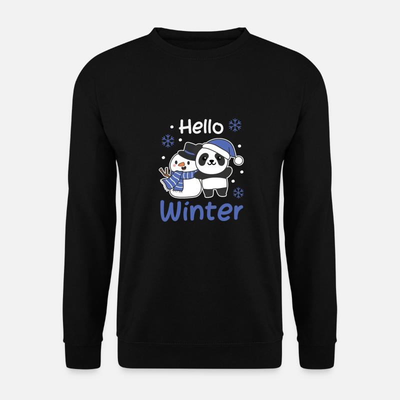 Panda Hello Winter snowman snow - Unisex Sweatshirt - black