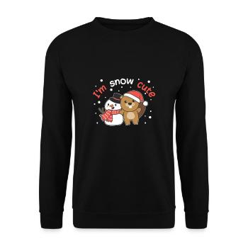 Beaver I'm snow cute snowman snow pun - Unisex Sweatshirt - black - Front - Alina (178cm) & Michal (187cm)