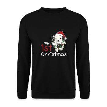 Chiens de Noël dalmates mon 1er Noël - Sweat-shirt Unisexe - noir - Devant - Alina (178cm) & Michal (187cm)