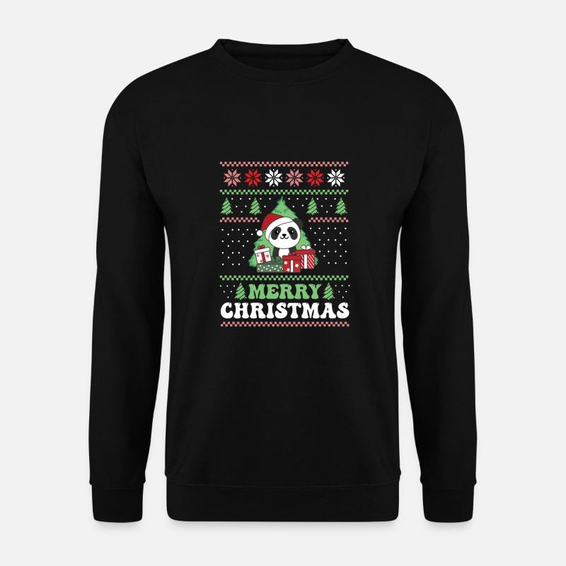 Merry Christmas retro ugly christmas Panda - Unisex Pullover - Schwarz