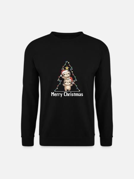 Faultier Weihnachtsbaum Weihnachts Tiere Faultiere - Unisex Pullover - Schwarz
