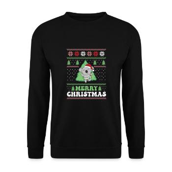 Joyeux Noël rétro moche Noël Koala - Sweat-shirt Unisexe - noir - Devant - Alina (178cm) & Michal (187cm)