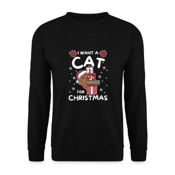 I want a cat for Christmas cute cats - Unisex Sweatshirt - black - Front - Alina (178cm) & Michal (187cm)