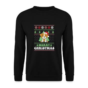 Joyeux Noël rétro moche Noël Jack Russell - Sweat-shirt Unisexe - noir - Devant - Alina (178cm) & Michal (187cm)
