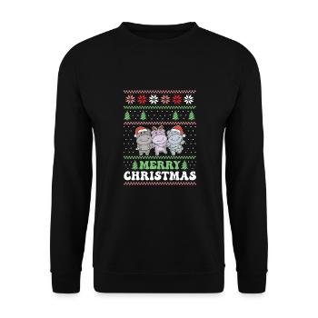 Merry Christmas retro ugly christmas Hippo - Unisex Sweatshirt - black - Front - Alina (178cm) & Michal (187cm)