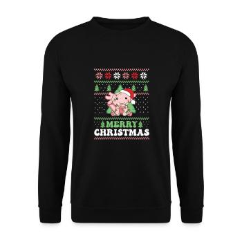 Joyeux Noël rétro moche Noël Axolotl - Sweat-shirt Unisexe - noir - Devant - Alina (178cm) & Michal (187cm)