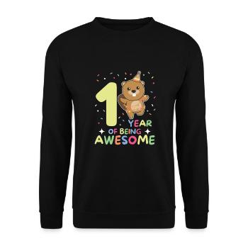 Castor pour le 1er anniversaire des enfants d’un an - Sweat-shirt Unisexe - noir - Devant - Alina (178cm) & Michal (187cm)