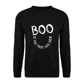Boo to you from our crew - Unisex Pullover - Schwarz - Vorne - Alina (178cm) & Michal (187cm)