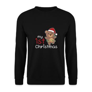 Ours de Noël Ours mon 1er Noël - Sweat-shirt Unisexe - noir - Devant - Alina (178cm) & Michal (187cm)