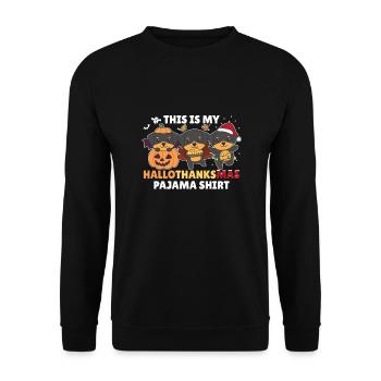 Hallothanksmas Pajama Shirt Rottweiler Weihnachten - Unisex Pullover - Schwarz - Vorne - Alina (178cm) & Michal (187cm)