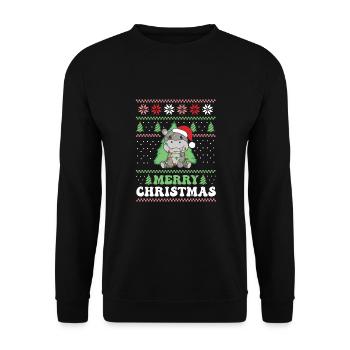 Merry Christmas retro ugly christmas Hippo - Unisex Sweatshirt - black - Front - Alina (178cm) & Michal (187cm)