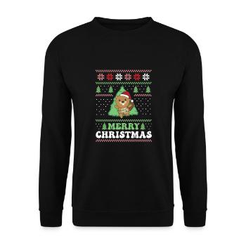 Merry Christmas retro ugly christmas beaver - Unisex Sweatshirt - black - Front - Alina (178cm) & Michal (187cm)