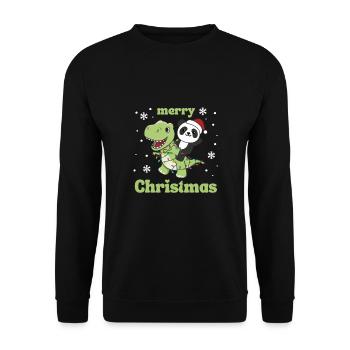 Panda Trex Christmas Snow Winter Animals - Unisex Sweatshirt - black - Front - Alina (178cm) & Michal (187cm)