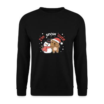 Quokka I'm snow cute snowman snow pun - Unisex Sweatshirt - black - Front - Alina (178cm) & Michal (187cm)