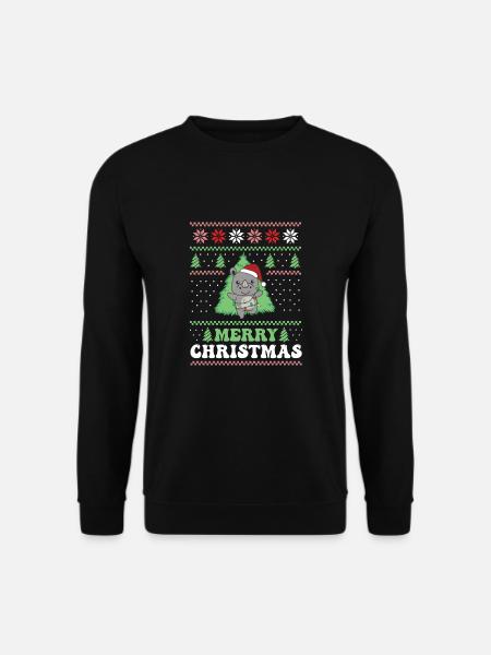 Merry Christmas retro ugly christmas Nashorn - Unisex Pullover - Schwarz
