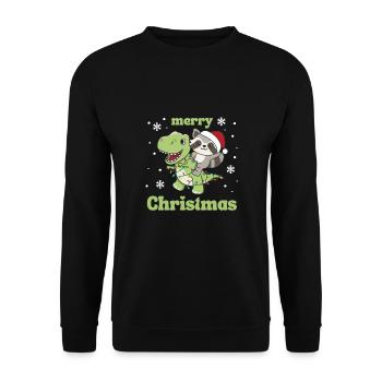 Raccoon Trex Christmas Snow Winter Animals - Unisex Sweatshirt - black - Front - Alina (178cm) & Michal (187cm)