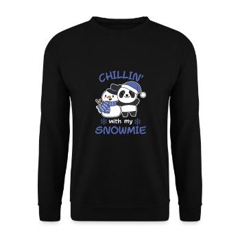 Panda Chillin avec mon bonhomme de neige - Sweat-shirt Unisexe - noir - Devant - Alina (178cm) & Michal (187cm)