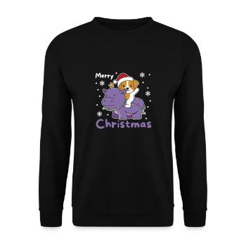 Christmas Hippo Jack Russell Merry Christmas - Unisex Sweatshirt - black - Front - Alina (178cm) & Michal (187cm)
