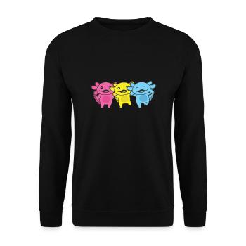 Pansexual Flag Pan Pride LGBTQ Axolotl - Unisex Sweatshirt - black - Front - Alina (178cm) & Michal (187cm)