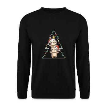 Sloth Christmas tree Christmas animals Sloths - Unisex Sweatshirt - black - Front - Alina (178cm) & Michal (187cm)
