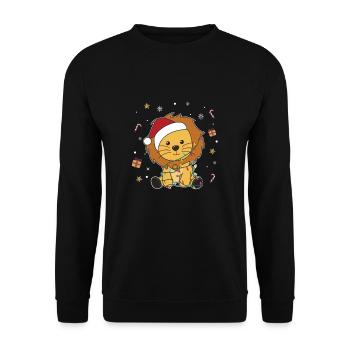 Lion Noël Neige Hiver Animaux Lions - Sweat-shirt Unisexe - noir - Devant - Alina (178cm) & Michal (187cm)